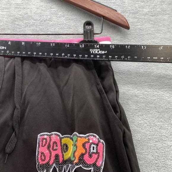 Women Black Bodycon Shirts & Shorts with Sequined Front Logo Set Size XL (A41) - Picture 6 of 13